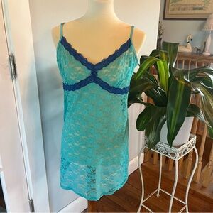 light and dark blue lace dress with bow